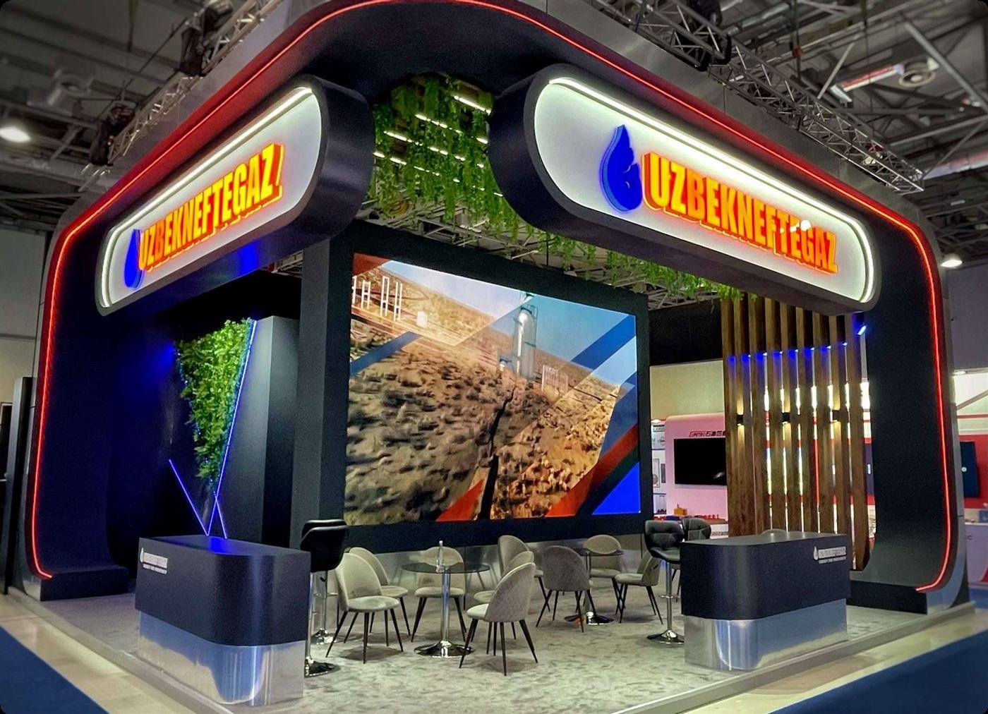 Uzbekneftegaz exhibition stand — Baku Energy Week 2025 · 150 m²